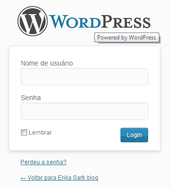 Tela de login padrão do WordPress